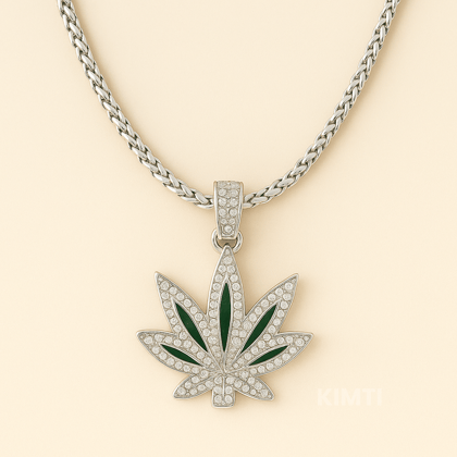 Men - Silver Plated Marijuana Leaf Men Chain
