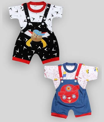 Babeezworld Pack of 2 Baby Girls Cotton Dungarees ( Multicolor )