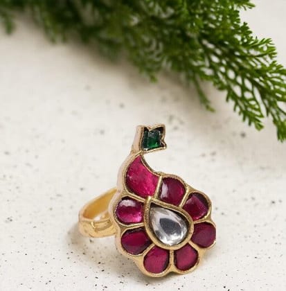 Adjustable Jadau Kundan Finger ring