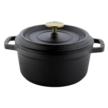 Trilonium Cast Iron Dutch Oven Pot | Casserole | Biryani Pot | Cooking Pot | Pre-Seasoned | 26cm | 5.2 Litres | 5.5 Kgs