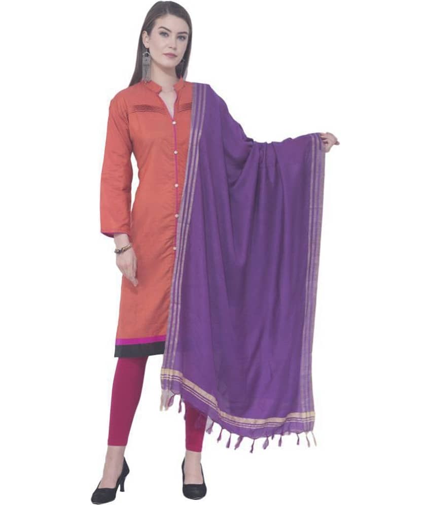 A R Silk Purple Cotton Dupatta