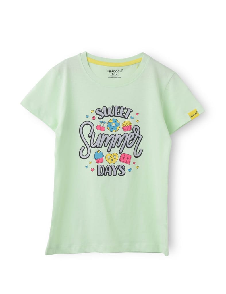Modern Kids Girls T shirt Cotton Patina Green Sweet Summer 2025 at ShopCircuit | ONDC