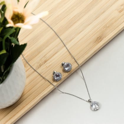Silver Zircon Lisa Necklace-set
