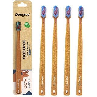DENCRUS Octa Clean Eco-friendly Toothbrush - Pack of 4, Octagonal Head, Ultra-soft Bristles, Anti-Bacterial