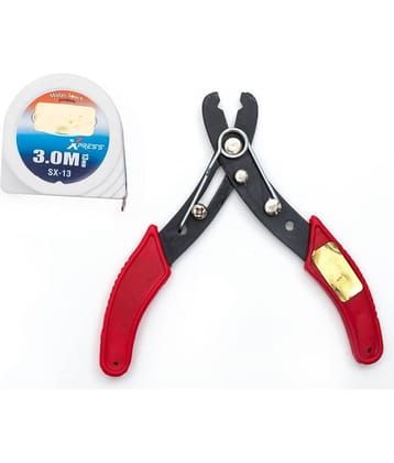 GLOBUS 1256 Steel Hand Tool Set/2 PCS (Wire Stripper 5" (125 MM) and Measuring Tape 3 MTR/10 FEET/ 120 INCHES)