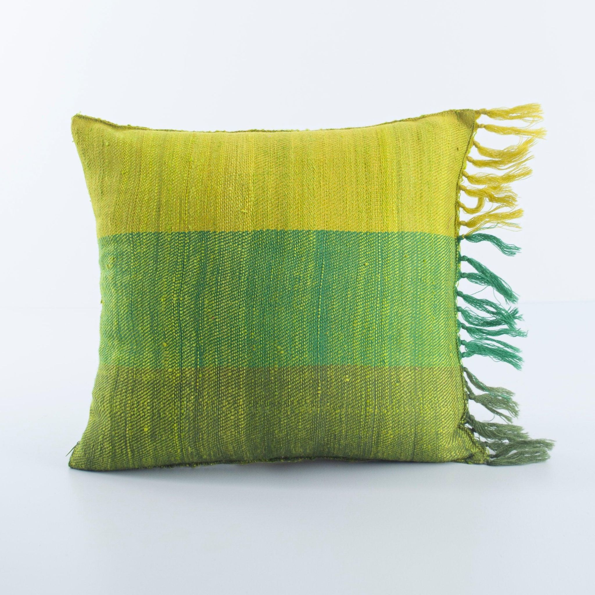 Wool Cushion Cover Pack of 1 12x12 Inches Green and Lime Green