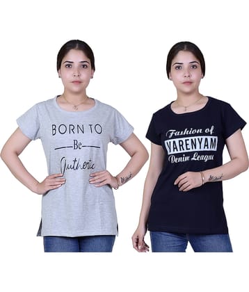 Varenyam Women Cotton Regular Fit Round Neck T-Shirt ( Grey )