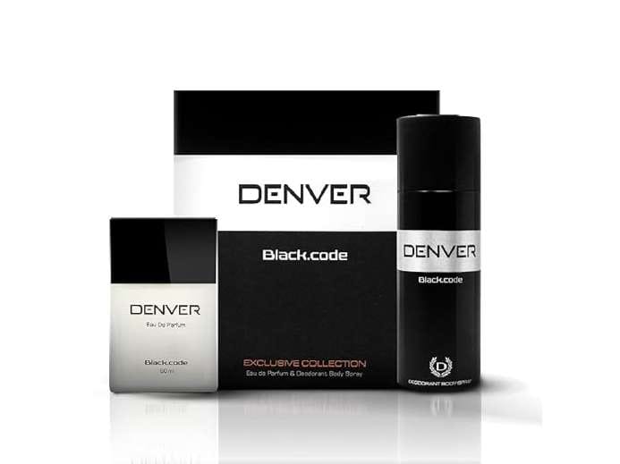 Denver Black Code Gift Pack Set - Deodorant 150ml + Perfume 60ml,  Fresh, Aerosol, Long Lasting Deo Perfume Scent For Men