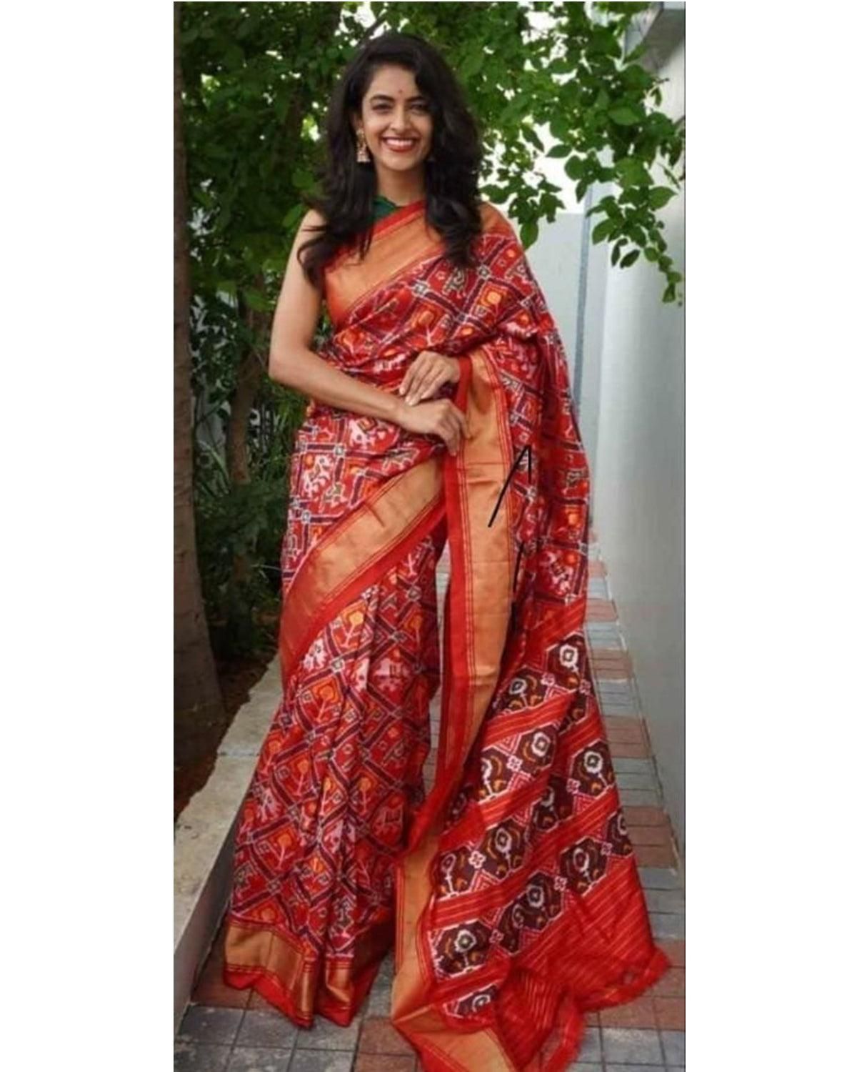 POCHAMPALLY IKKAT SILK SAREE RED COLOR