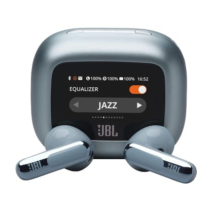 JBL Live Flex 3 TWS Earbuds, Hi-Res Audio True ANC TWS, Smart Case with Touch Display- Blue
