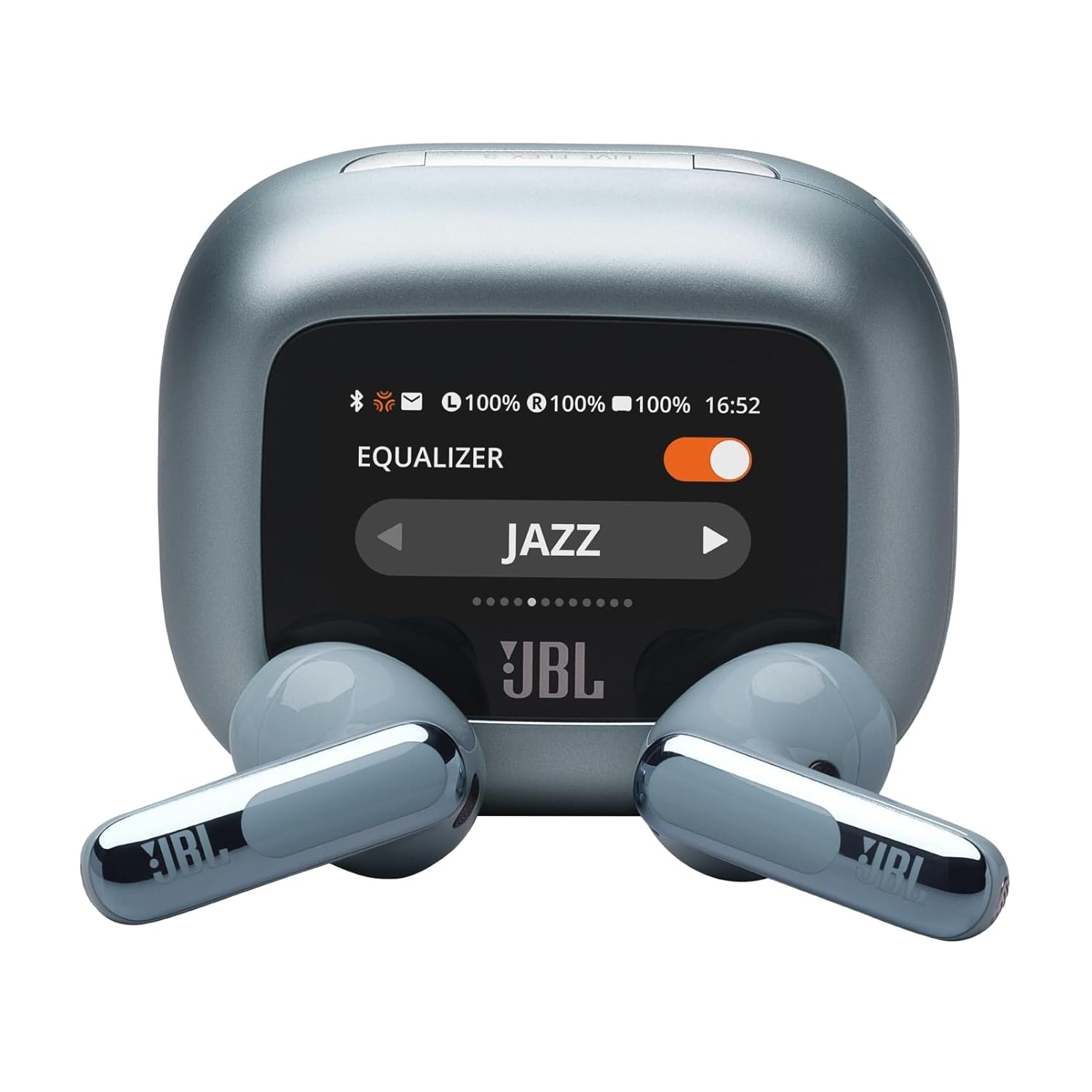 JBL Live Flex 3 TWS Earbuds, Hi-Res Audio True ANC TWS, Smart Case with Touch Display- Blue