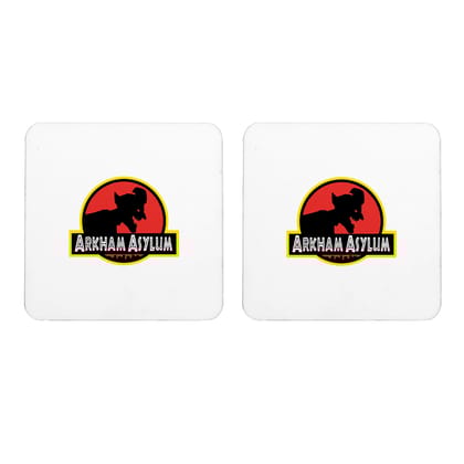 Multicolor Arkham Asylum Joker Logo Set Of 2 Square Wooden Coaster