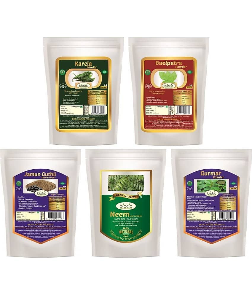 Biotic Neem, Karela, Gurmar, Baelpatra & Jamun Seed Powder 500 gm