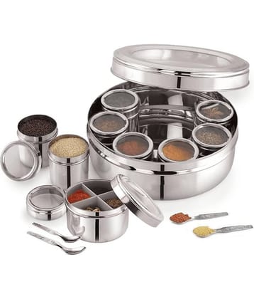 ATROCK 12 In 1 Masala Dabba Steel Silver Spice Container ( Set of 1 )
