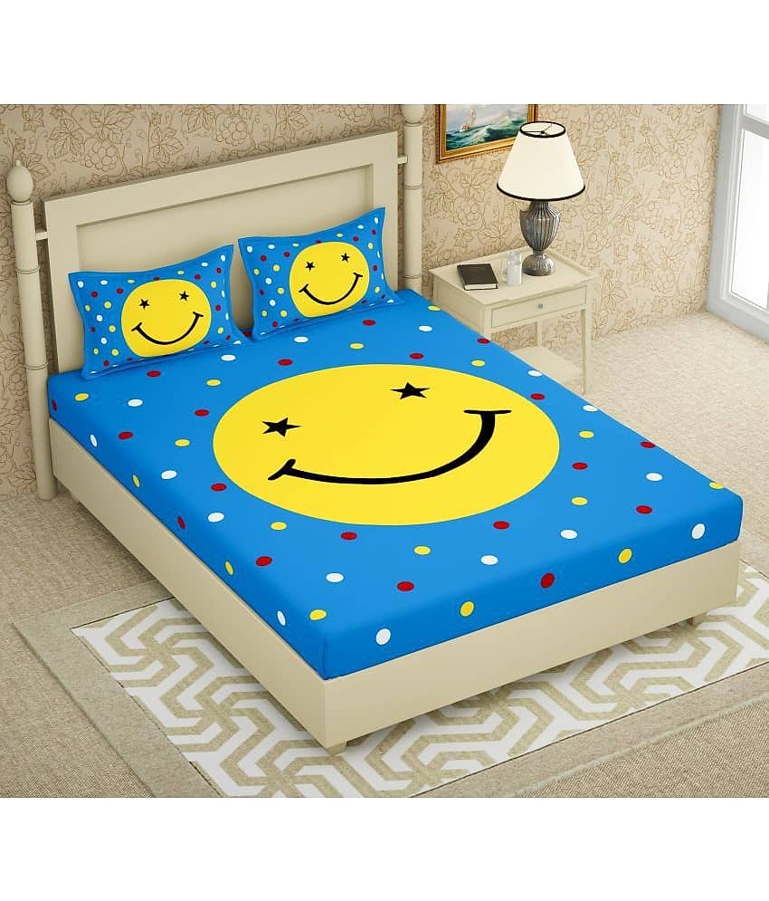 Cosito Cotton 1 Double Bedsheet with 2 Pillow Covers ( Blue )