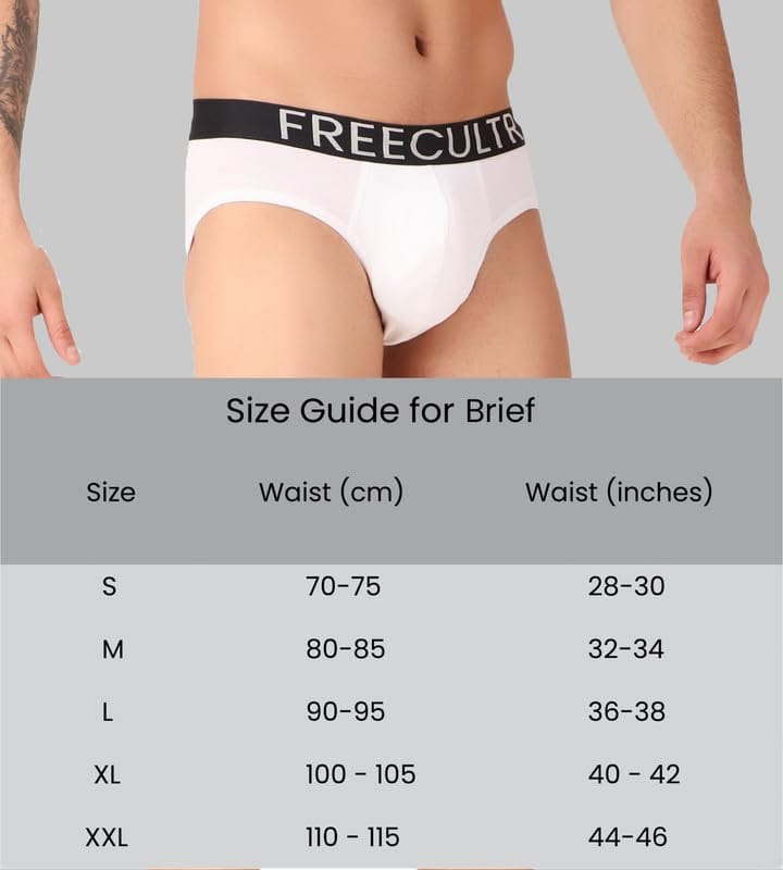 FREECULTR Men's Underwear Organic Cotton (Ultrasoft Waistband) Premium Snug-Fit Brief Pack of 1-White