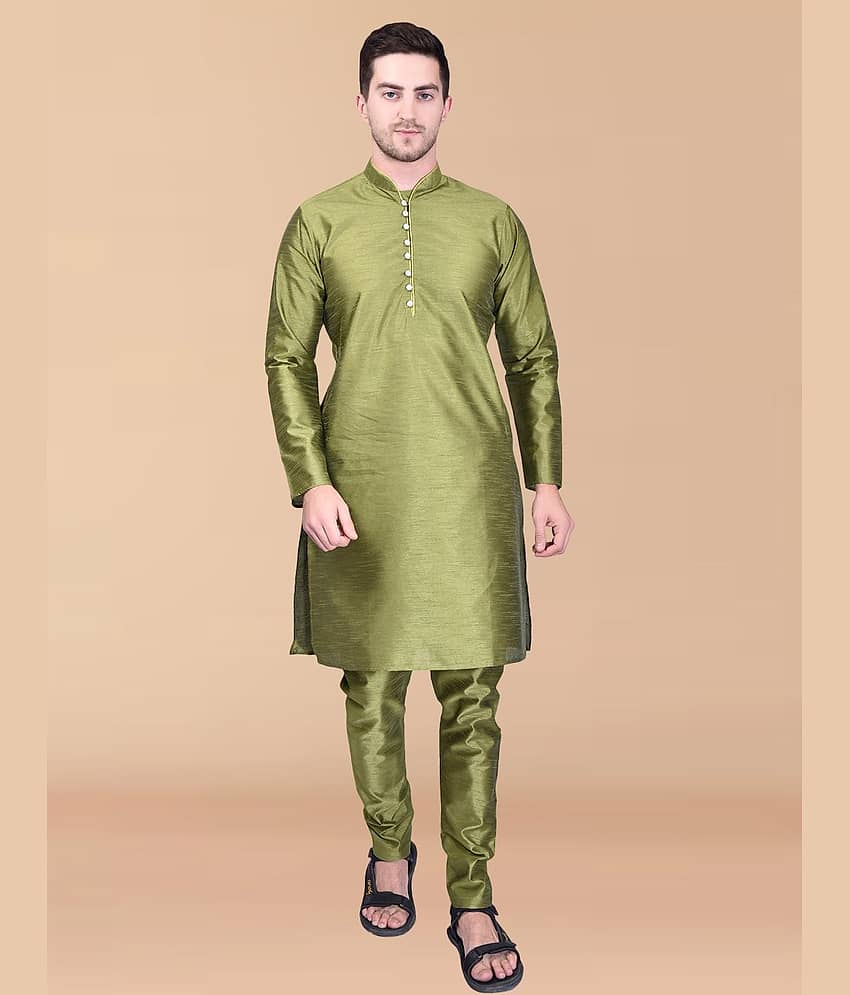 PRINTCULTR Sky Blue Silk Regular Fit Men's Kurta Pyjama Set ( Pack of 1 )