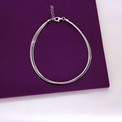 Minimalist Layered Silver Anklet-None / Silver