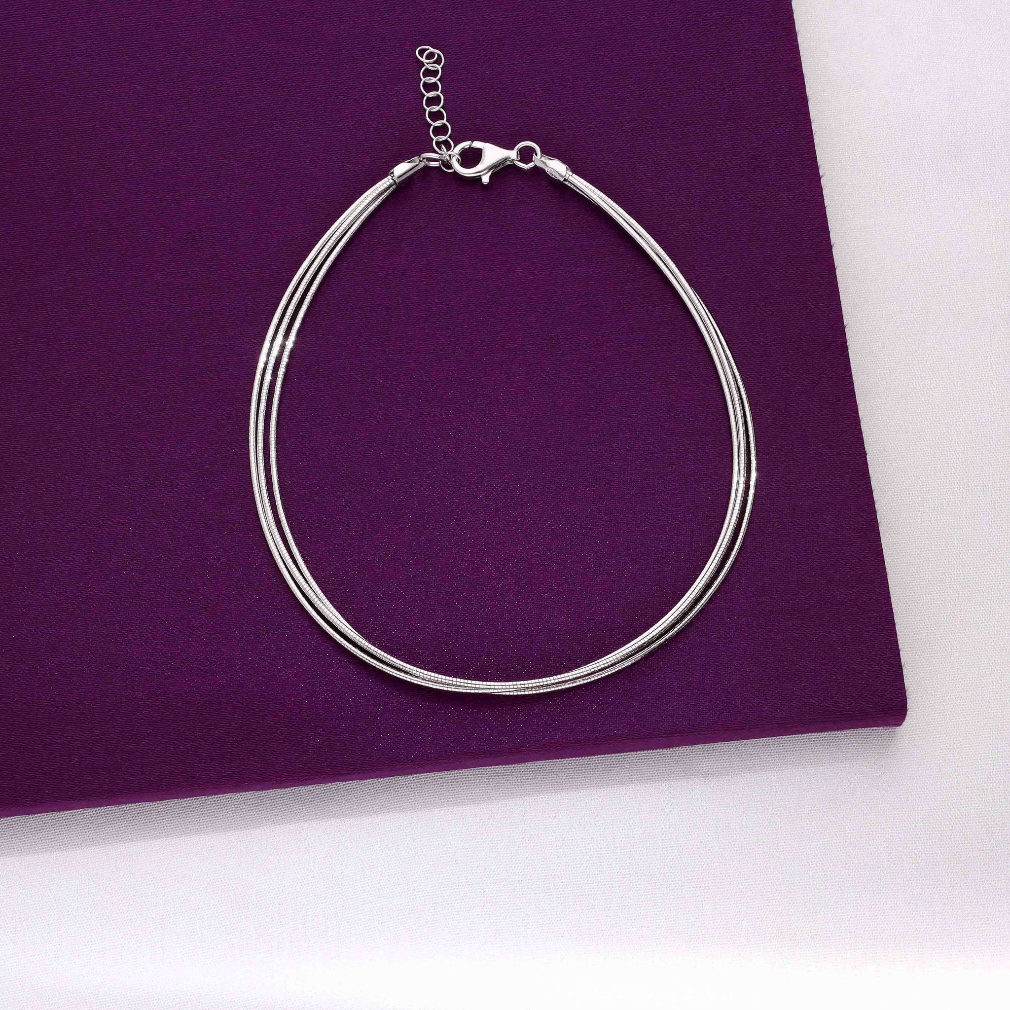 Minimalist Layered Silver Anklet-None / Silver
