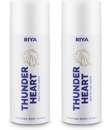Riya Thunder Heart White  Deodorant Spray & Perfume For Men 300 ( Pack of 2 )