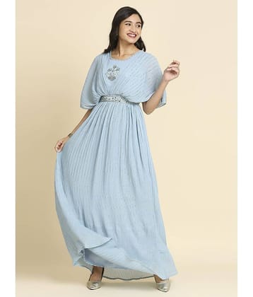 Madhuram Textiles Women Georgette Embroidered Ethnic Dress ( Blue )