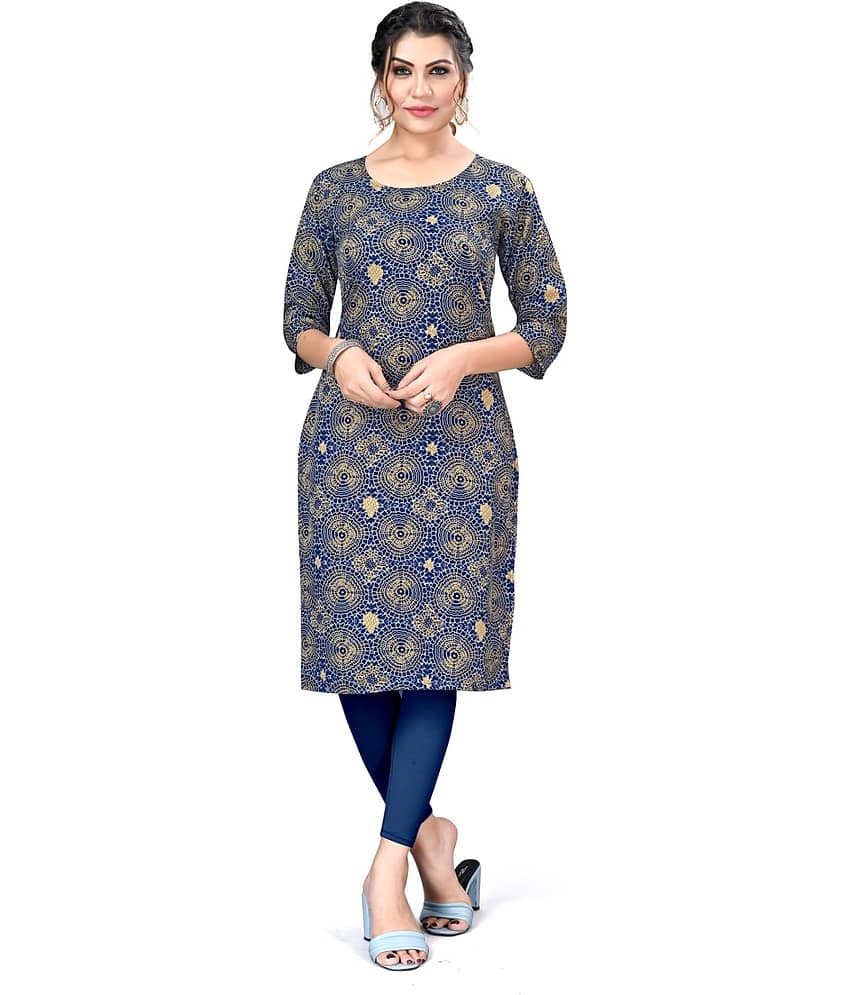 AK FASHION MALL Pack of 1 Crepe Printed Straight Women's Kurti - ( Multicolor )