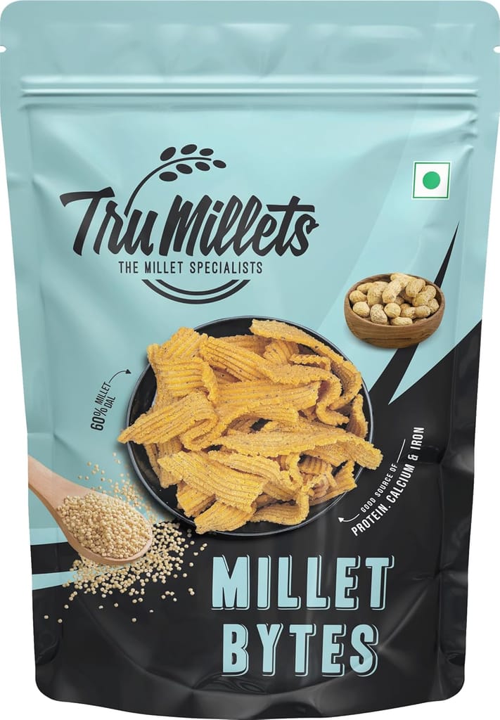 Trumillets 125 Gm Healthy Millet Snack for Kodo Millet Bites | Indian Masala Crispy Namkeen | Healthy And Hygienic Snacks | High Protein & Fiber Snack | No Preservative