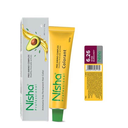 Nisha Professional Creme Hair Color 6.26 Wine Burgundy 100g, Permanent Hair Colour, Professional Salon Hair Colour