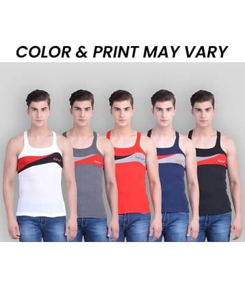 Dollar Bigboss Men's Pack of 5 Solid Combed Cotton Racerback Styled Gym Vest (Colour May Vary)