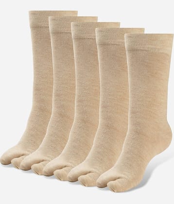 Texlon Beige Woollen Women's Thumb Socks ( Pack of 5 )