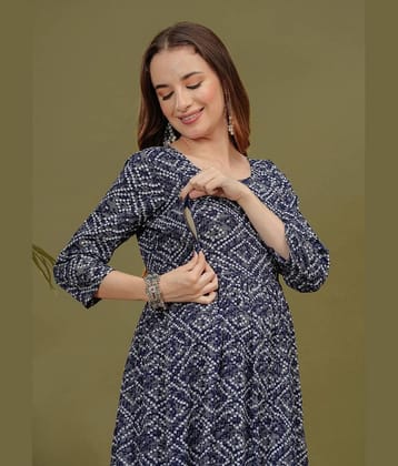 Glorious Blue Rayon Maternity Kurta