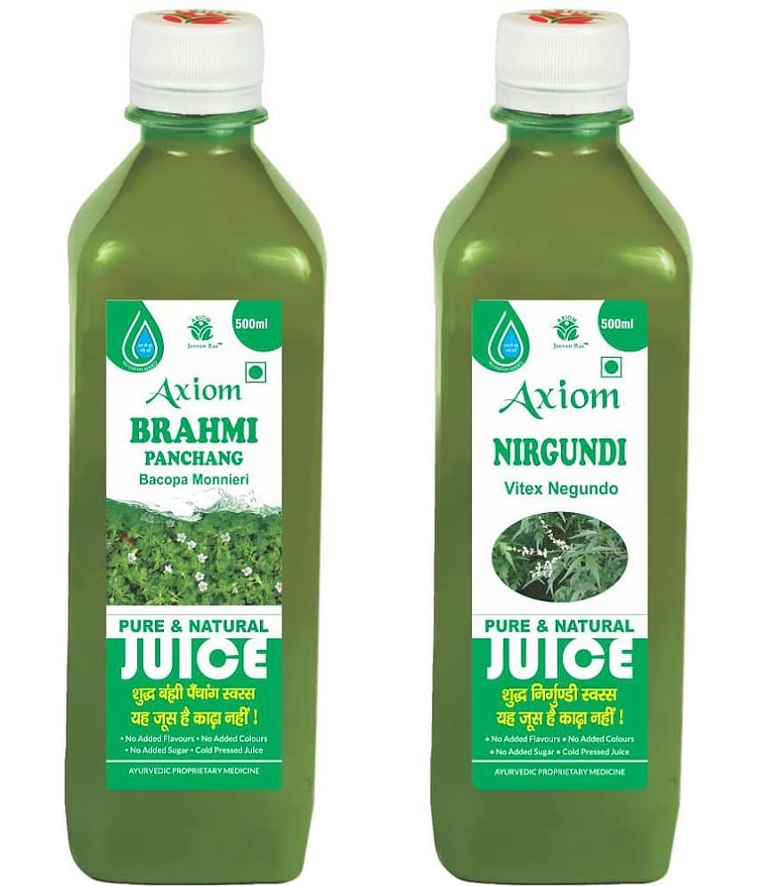 Axiom Brahmi Juice 500Ml + Nirgundi Juice 500Ml , Ayurvedic Juice Combo Pack