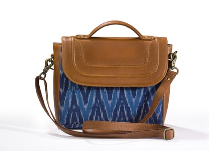 Sling Bag- Blue Ikat Durrie