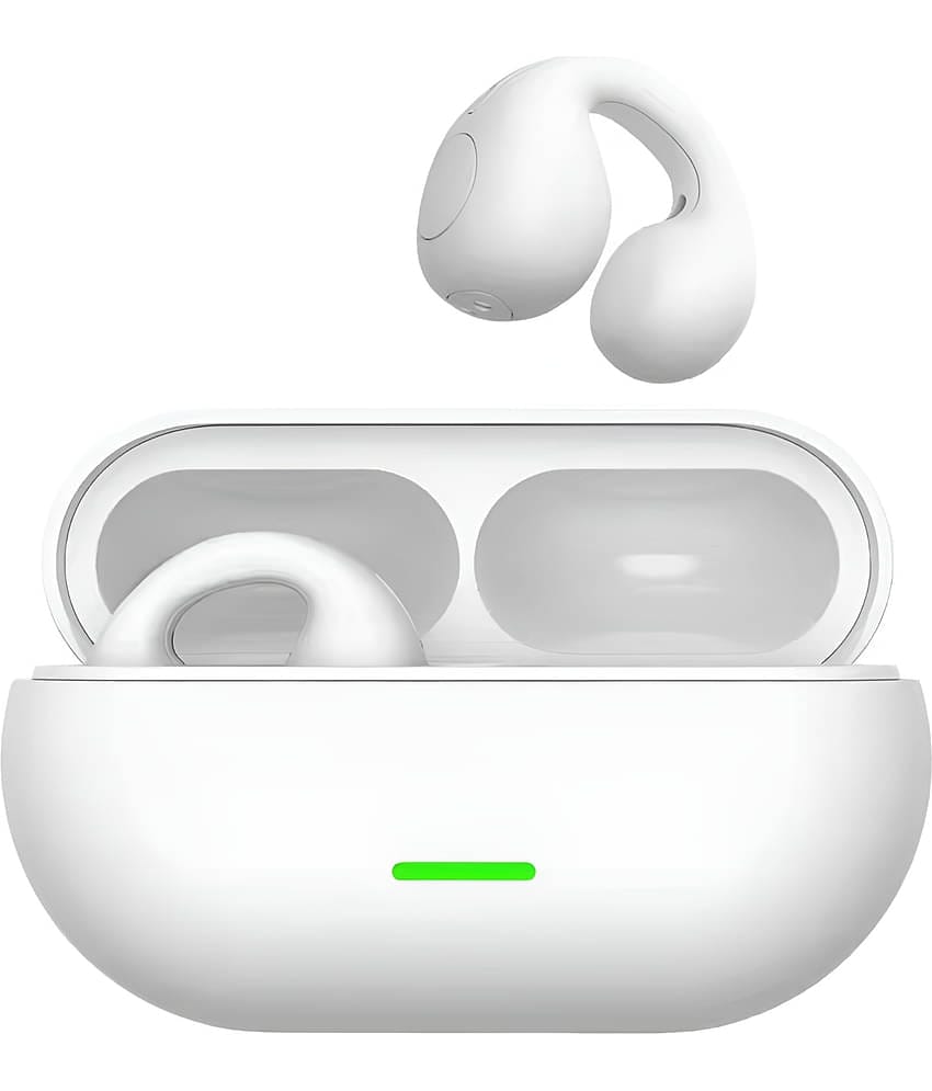 VEhop T75 Ear Clip OWS Bluetooth True Wireless (TWS) On Ear 30 Hours Playback Fast charging,Low Latency IPX4(Splash & Sweat Proof) White