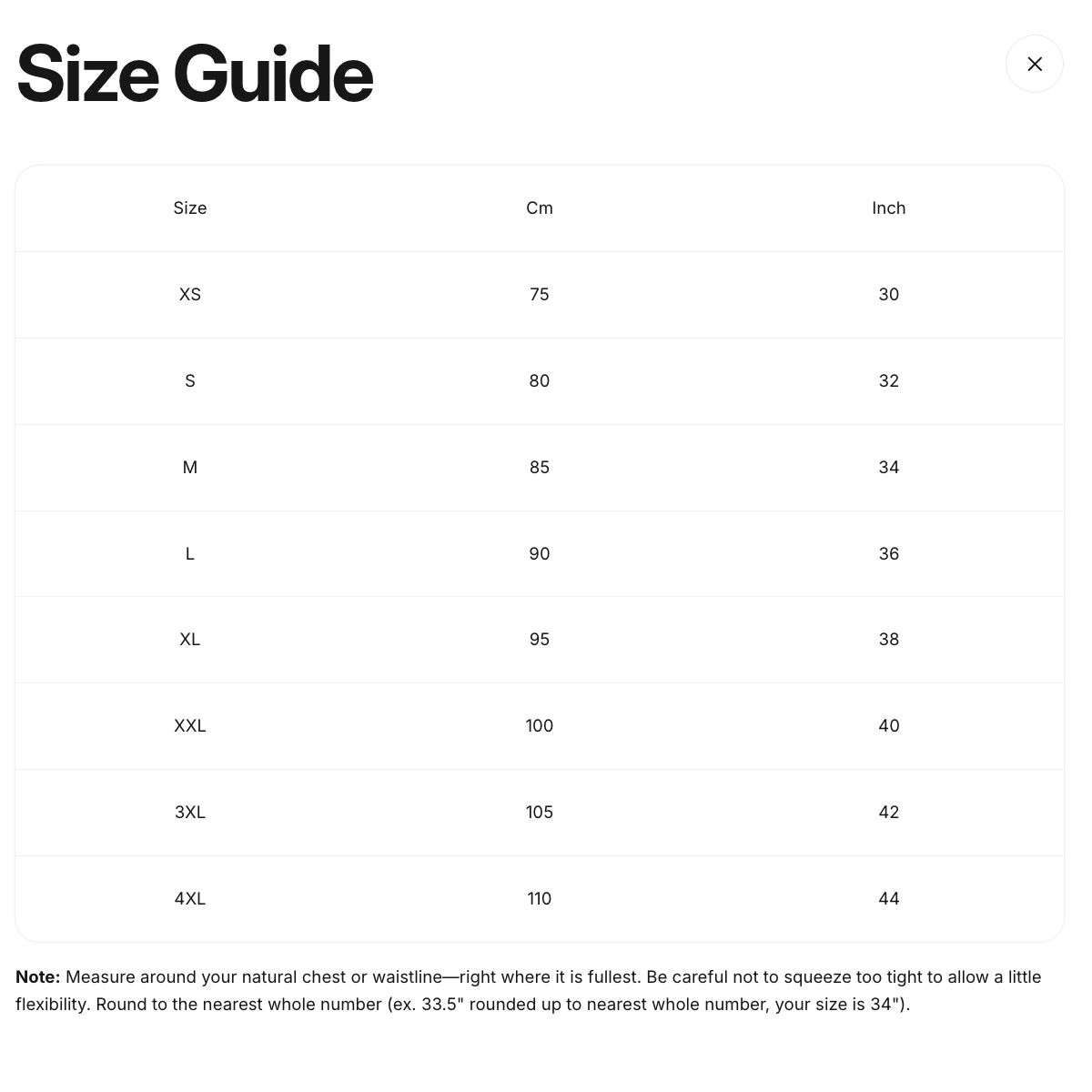 Size Guide Size Guide