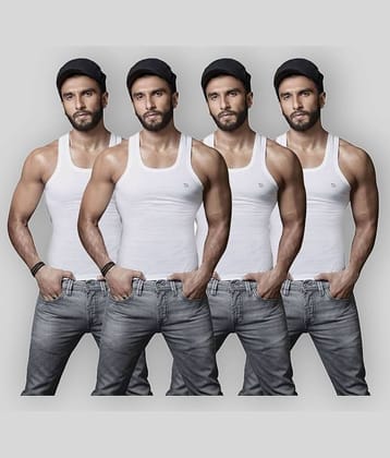 Rupa - White Cotton Men's Vest ( Pack of 4 )