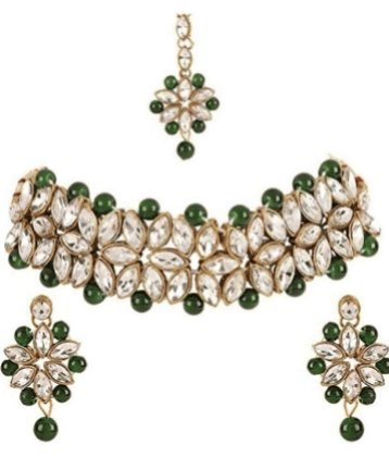 PUJVI - Green Alloy Necklace Set ( Pack of 1 )