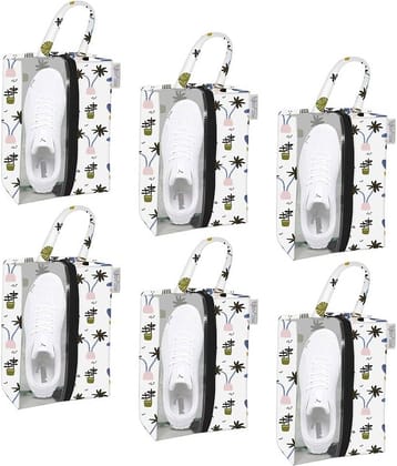PrettyKrafts Designer Portable Travel Half Transparent Shoe Cover|Dust-proof Shoe Organizer Space Saving Storage Bags,mushroom Set of 6