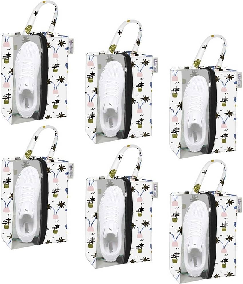 PrettyKrafts Designer Portable Travel Half Transparent Shoe Cover|Dust-proof Shoe Organizer Space Saving Storage Bags,mushroom Set of 6