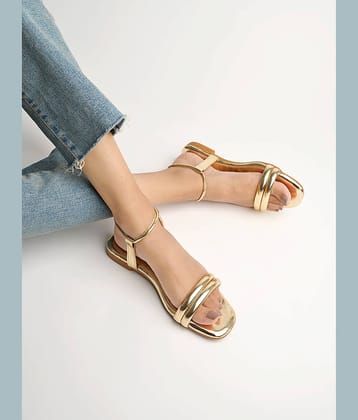 Stylestry Gold Women's Flats