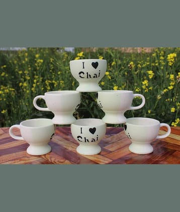 Laghima jadon Worldcup Shape Solid Ceramic Tea Cup 80 ml ( Pack of 6 )