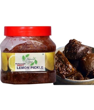 Natural Diet Mothermade Sweet & Sour Lemon Pickle Khatta- Meetha Nimbu ka Achar Pickle Jar | Mouth-Watering Pickle 500 g