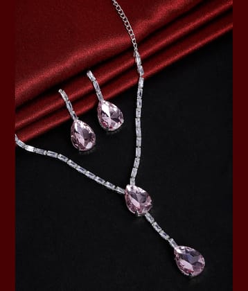 SUNHARI Pink Alloy Necklace Set ( Pack of 1 )