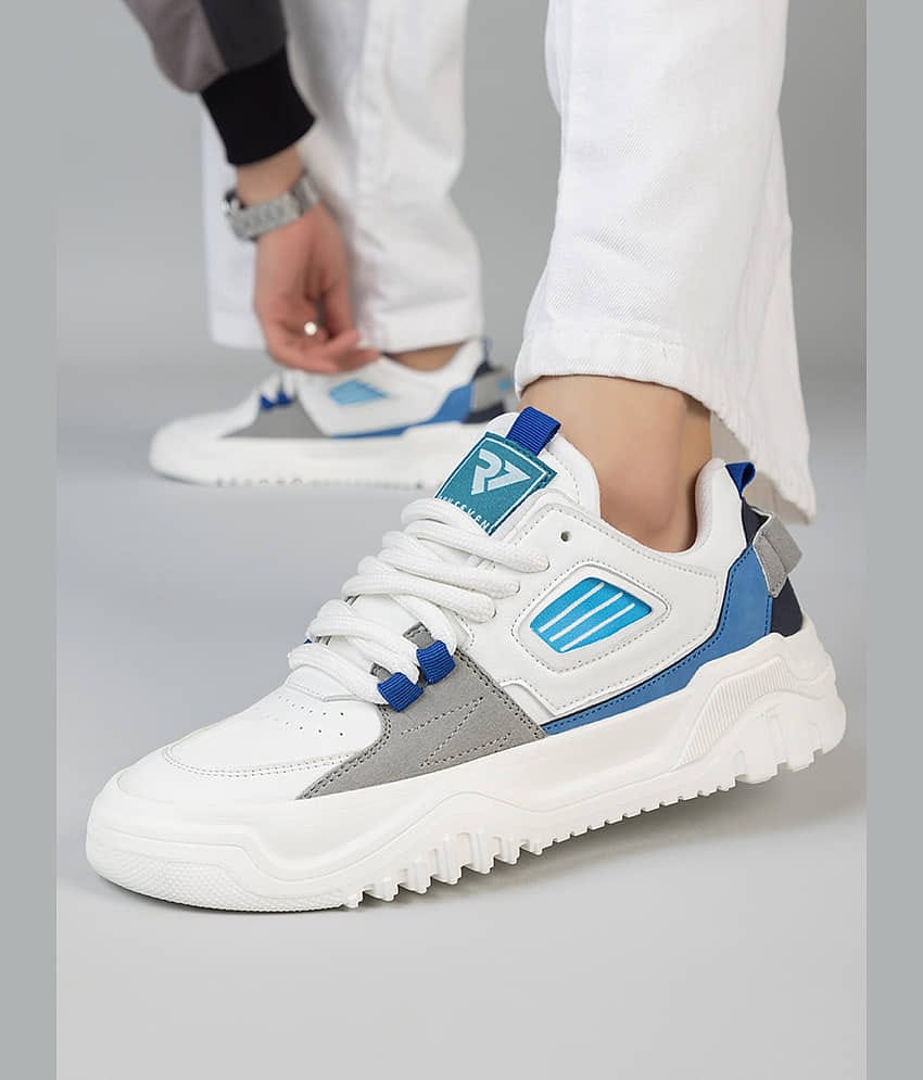 RUN SEVEN ( by GO21 ) Soft Insole, Slip-Resistance|Chunky White Men's Sneakers