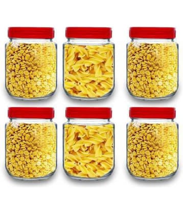 CROCO JAR - Red Glass Food Container ( Pack of 6 )