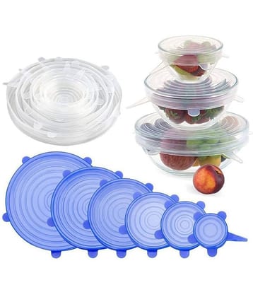 Reusable Silicone Stretch Lids, Durable Food Storage Covers for Bowls, Fit Different Sizes & Shapes of Container, Dishwasher & Freezer Safe (Pack of 6)