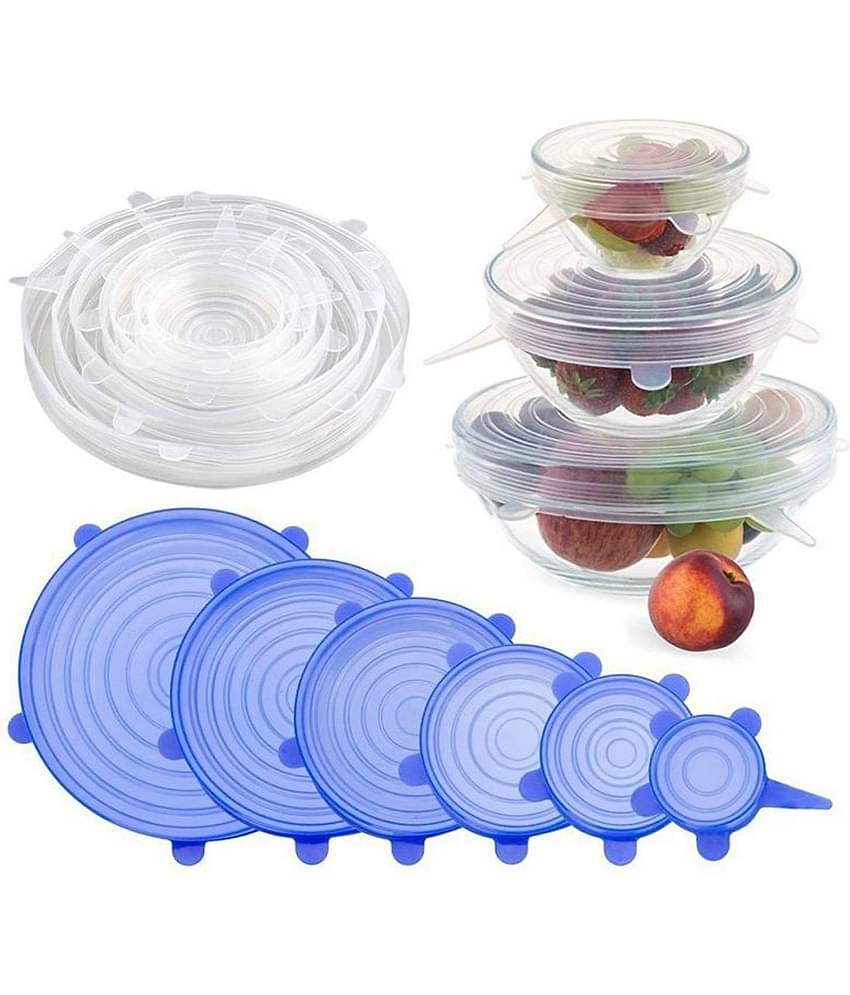 Reusable Silicone Stretch Lids, Durable Food Storage Covers for Bowls, Fit Different Sizes & Shapes of Container, Dishwasher & Freezer Safe (Pack of 6)