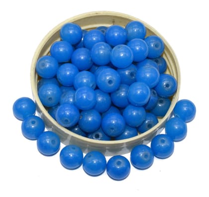 Sky Blue Round Painted Glass Beads For Jewelry Making , (10 MM) ,BWGB-245-1 String in 80 Pieces / 10 MM
