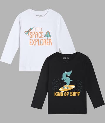 ETCHED DESIGN Pack of 2 Boys Cotton T-Shirt ( Multicolor )