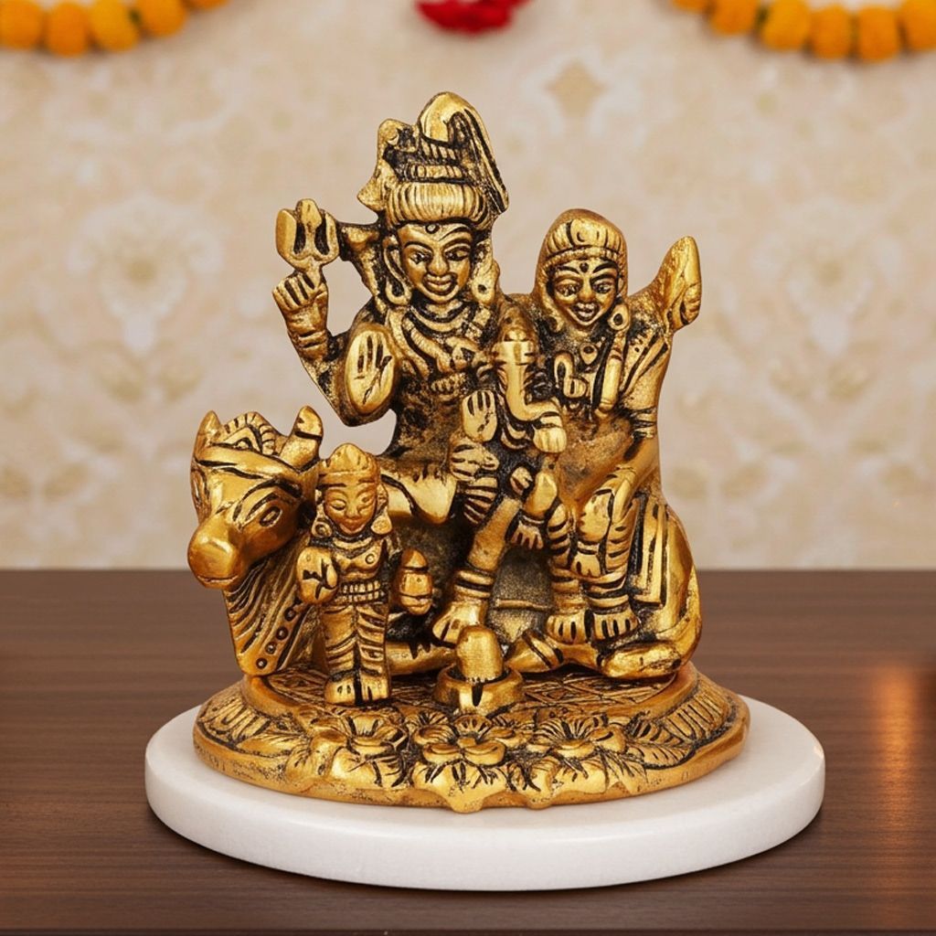 Aluminium Shiv Parivar Murti � Religious Decorative Home Showpiece, Height : 4 Inch (ASMAS289 G)
